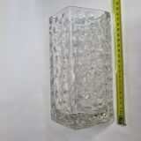 Textured vintage glass vase, 21 cm