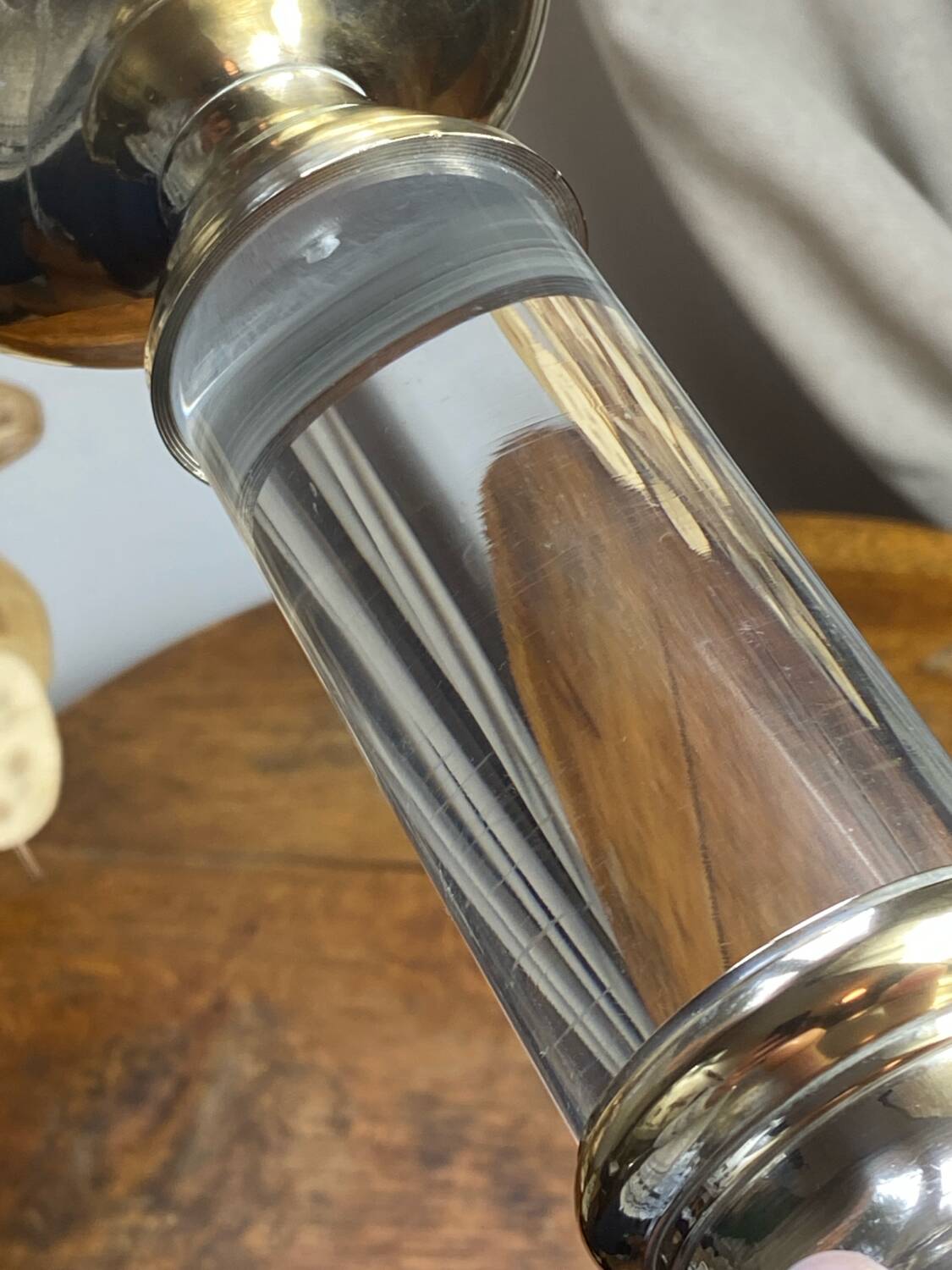 Lucite and brass candlestick, 1960s/70s