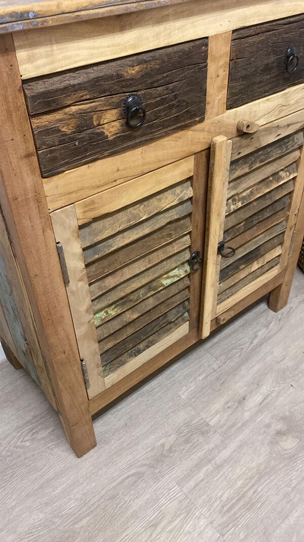 Buffet persiennes bois exotique recyclé