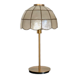 Table lamp with a vintage mother-of-pearl lampshade set
