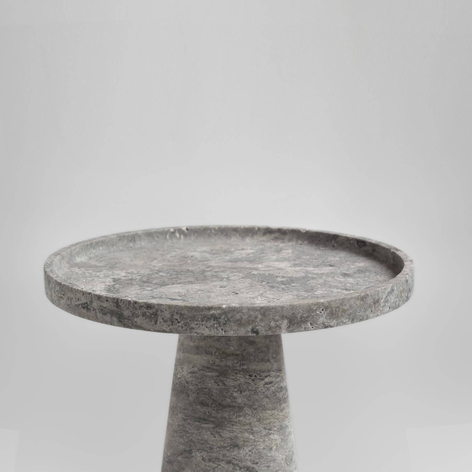 Silver travertine cone side table