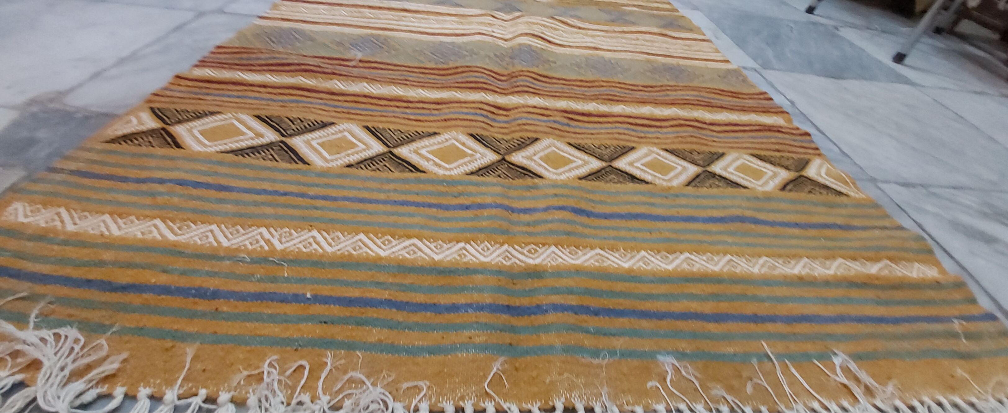 Handmade Berber yellow carpet 180-100cm