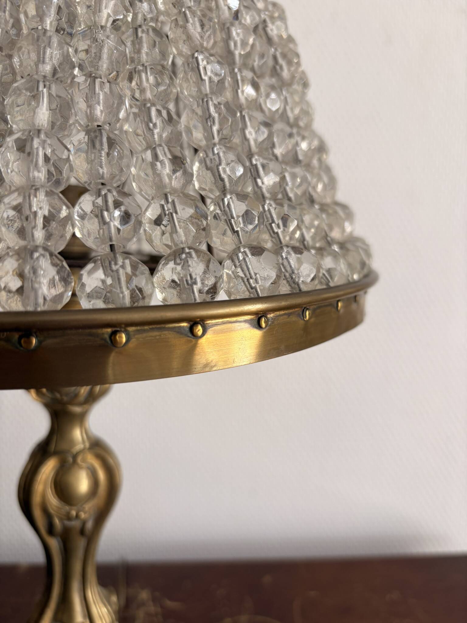 Antique Art Nouveau Boudoir Lamp Gilded Brass Glass Pendant 19th Century
