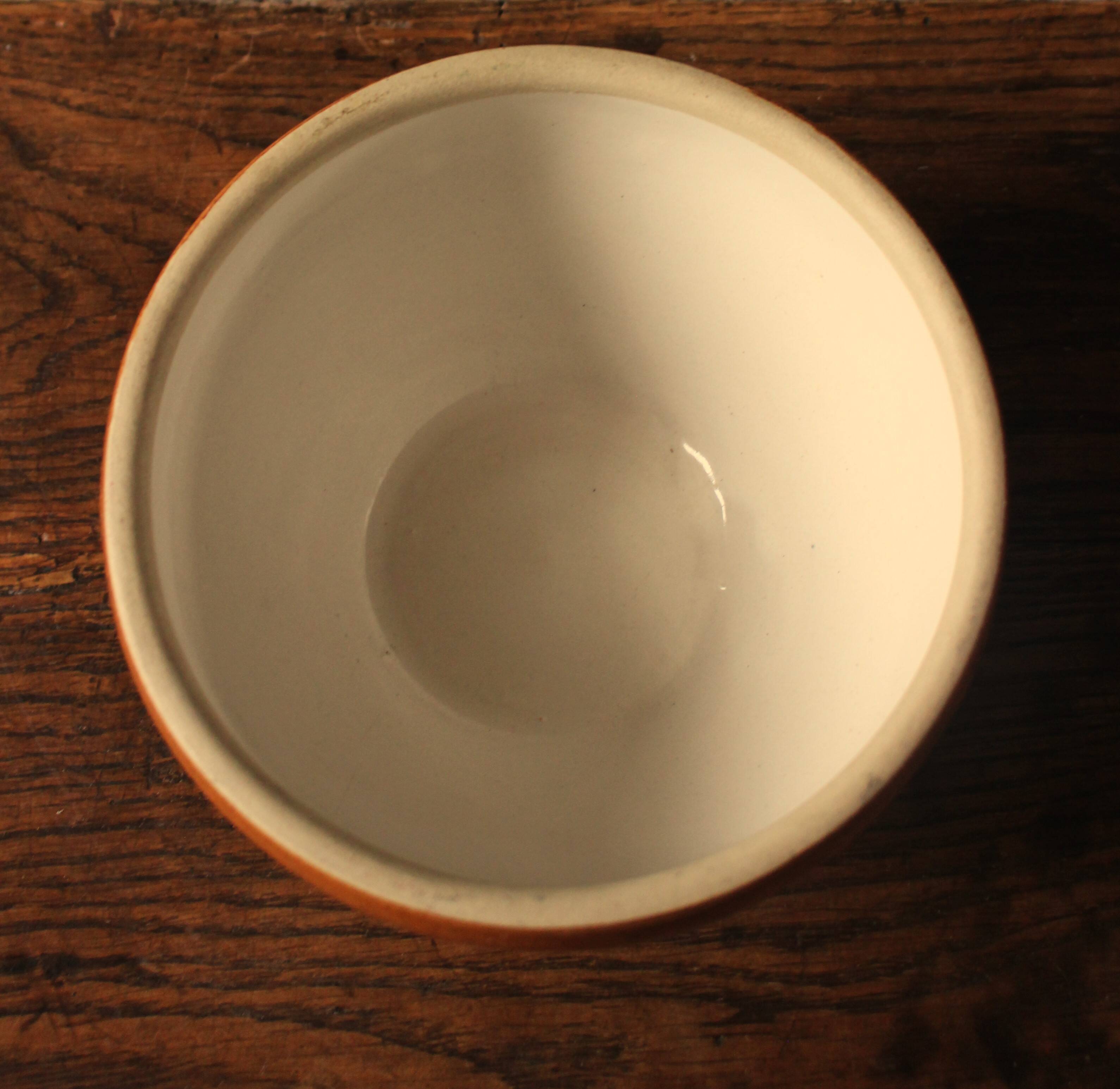 Small vintage two-tone stoneware salad bowl