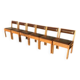 6 wooden and leatherette chairs