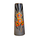 Painted frosted glass Art Deco vase
