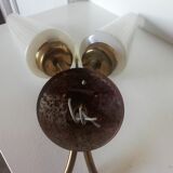 Pair of double double opaline and brass appliques