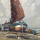 Oil painting “Segelschiff auf Sand“, frame gold von Harry Haerendel signed