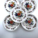 5 vintage dessert plates with fleur Moulin des Loups
