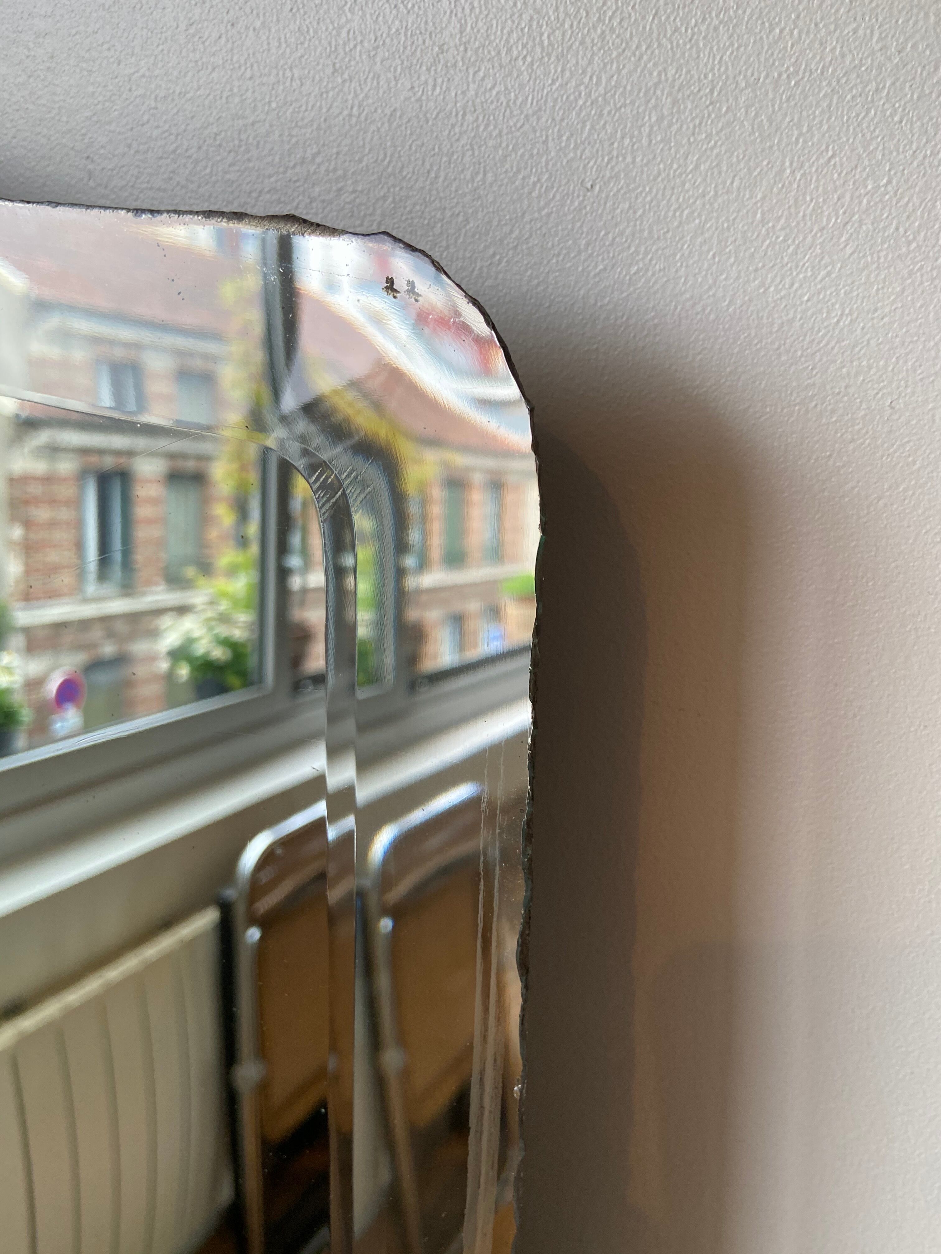 Pair of bevelled mirrors 44.5x168 cm