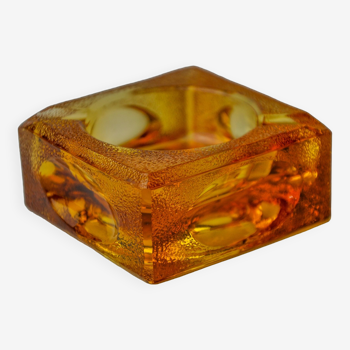 Orange ice cube ashtray by antonio imperatore, murano glass, italy, 1970