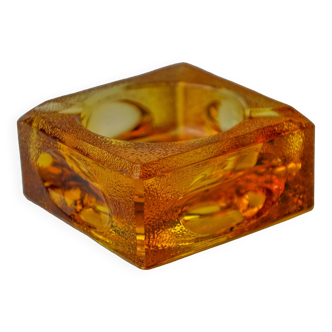 Orange ice cube ashtray by antonio imperatore, murano glass, italy, 1970