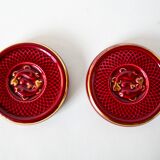 Superb set of coasters and coasters with fish pattern in burgundy art dec ceramic
