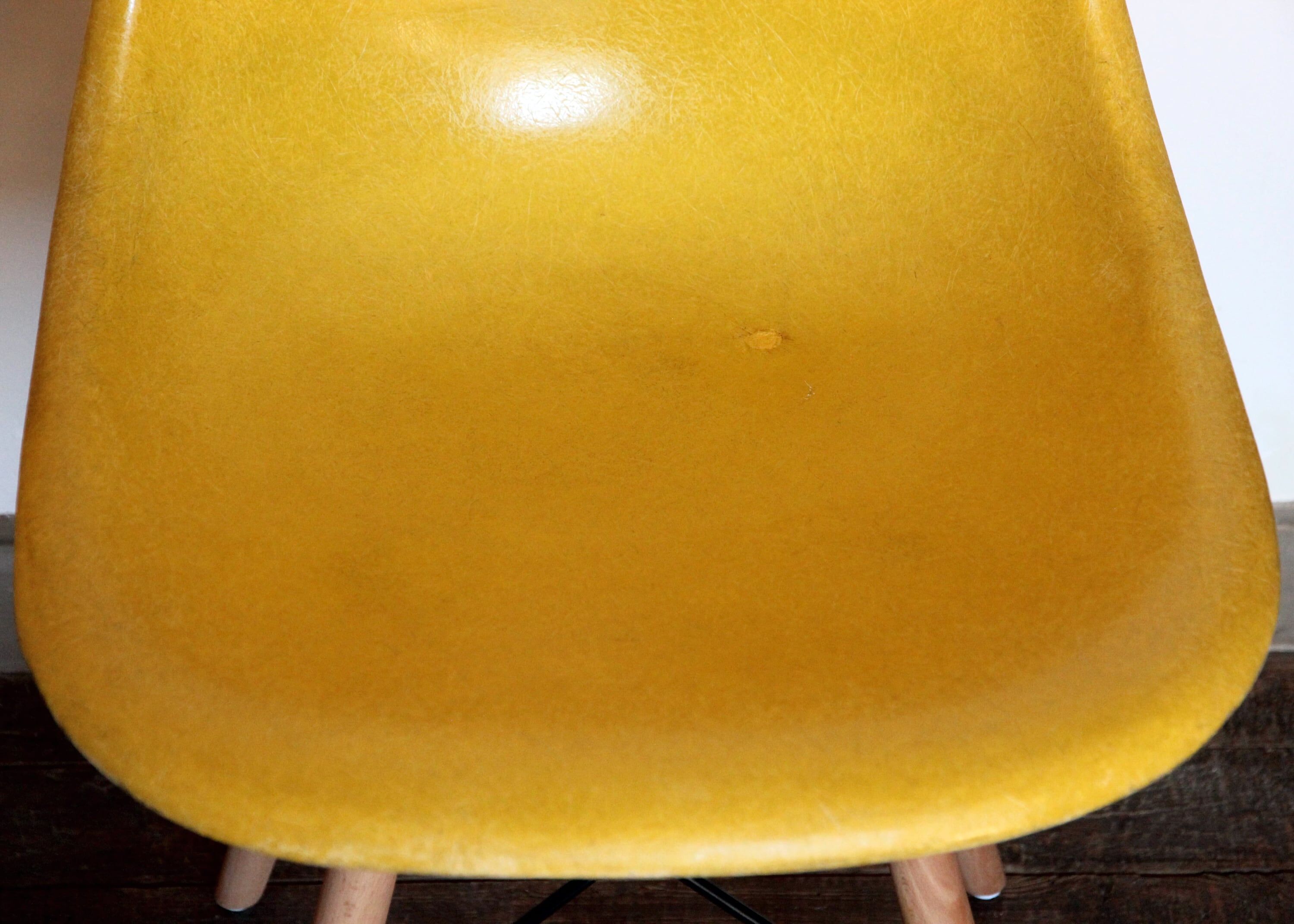 Pair of Yellow DSW Chairs by Charles and Ray Eames for Herman Miller