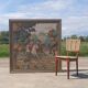 135x 137 cm Vintage framed wall tapestry gobelin horses