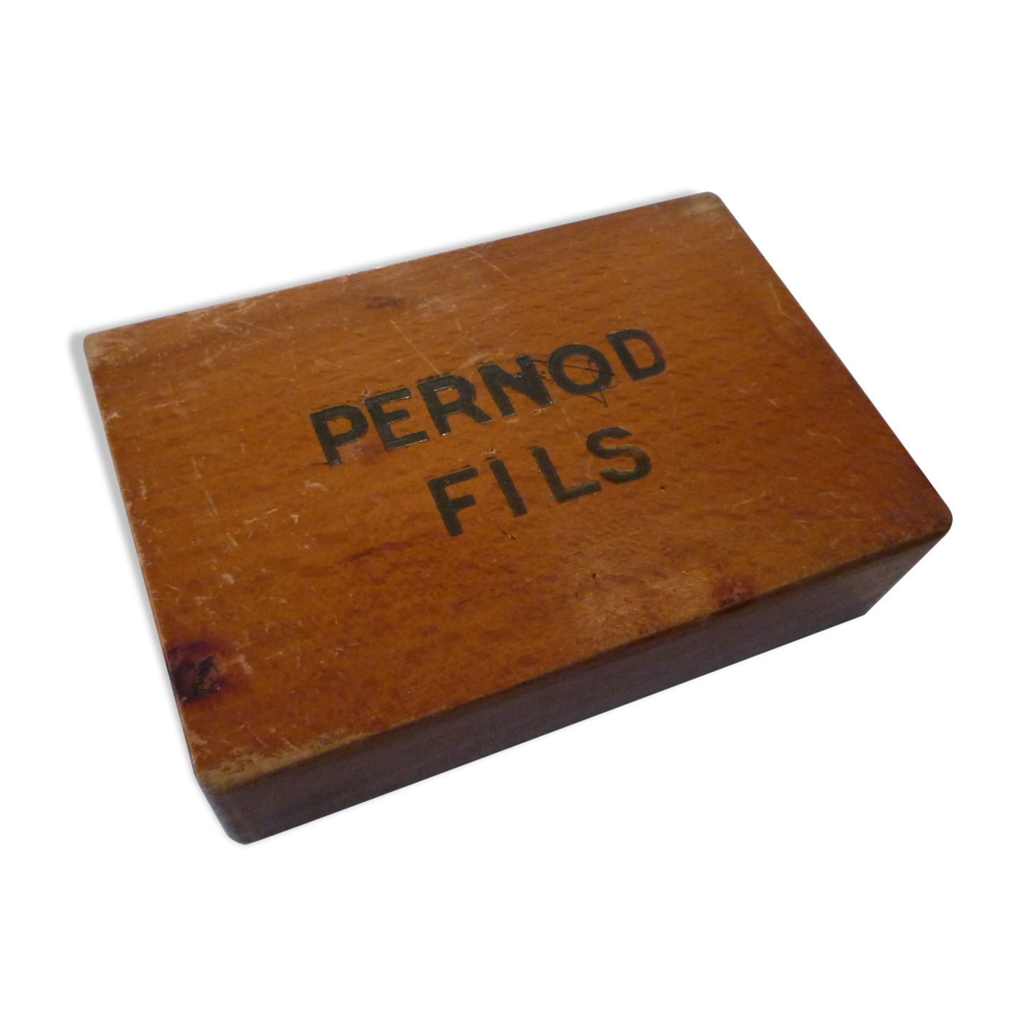 Card game "Pernod Sons" in its wooden box. Old advertising object