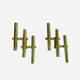 Tubular wall sconces in brass, Italian design from the 1970s, attributed.