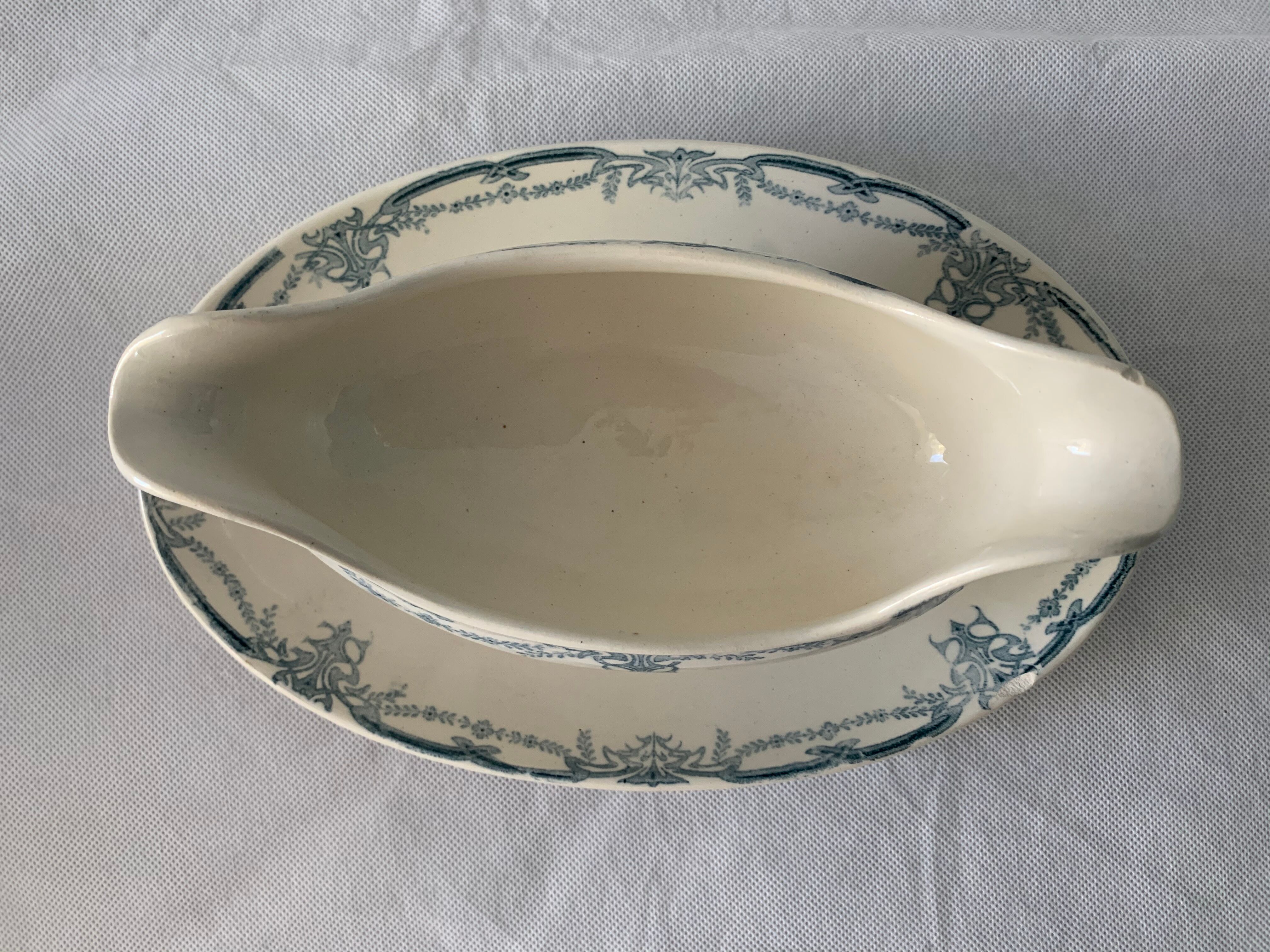 Service 20 plates and 3 dishes blue earthenware Vaucluse U-C Sarreguemines Digoin