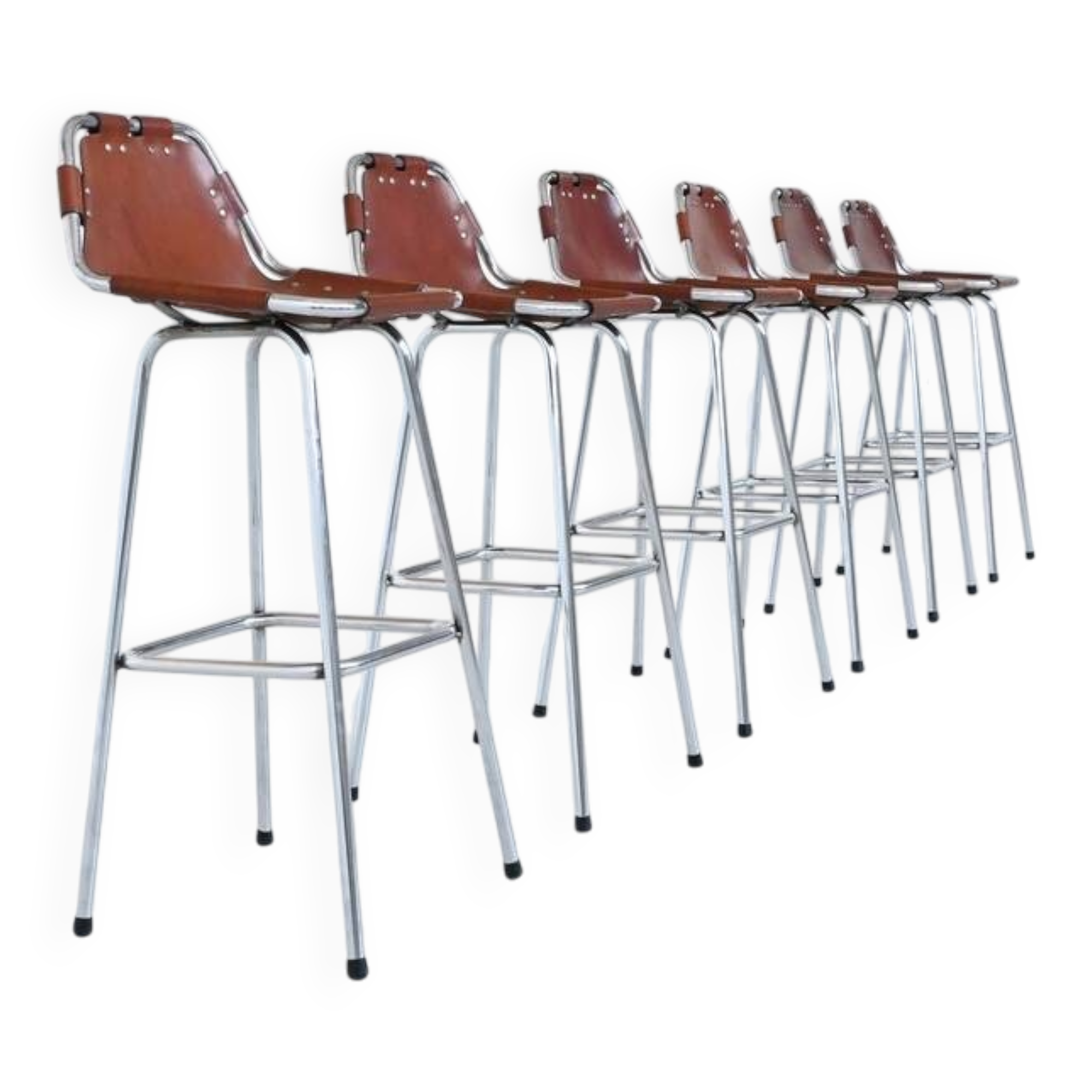 Charlotte Perriand bar stools in leather Les Arcs Ski Resort France 1960
