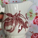 Milk Pitcher Wood & Sounds England, red pear cherry fruit patterns, made in England