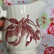 Milk Pitcher Wood & Sounds England, red pear cherry fruit patterns, made in England