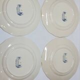 8 Large Vintage Sarreguemines Flanders and Surrey Dinner Plates, White Decor