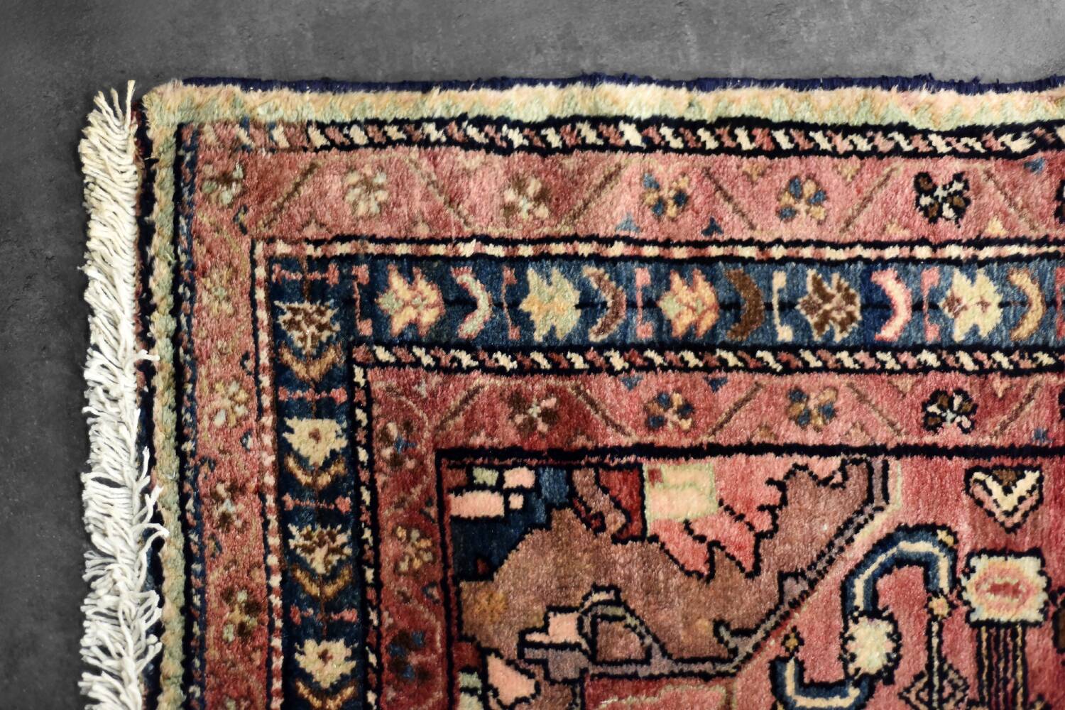 Vintage Hand-Woven Oriental Middle Eastern Zanjan Hamadan Rug, 1960s