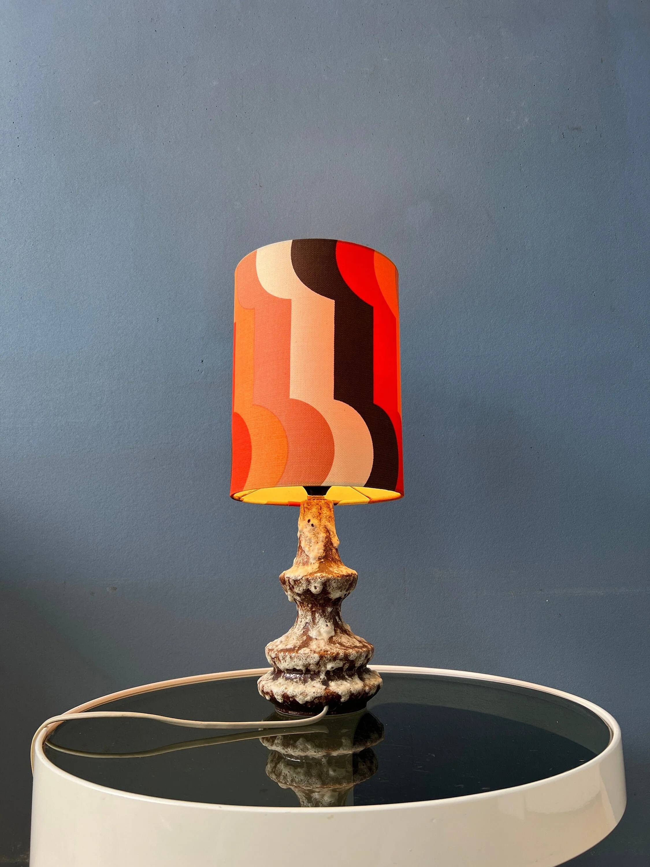 Space Age table lamp in orange ceramic West Germany Fat Lava