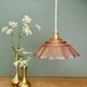 suspension vintage art deco lampshade in frosted pink glass