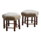 Pair of Danish oak stools from the mid-century with hexagonal seat and turned legs, 1950s.
