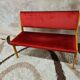 Two-seater red velvet bench 1970 vintage