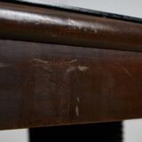 Large Robust Dinig Table with Carved Legs and Glass Top