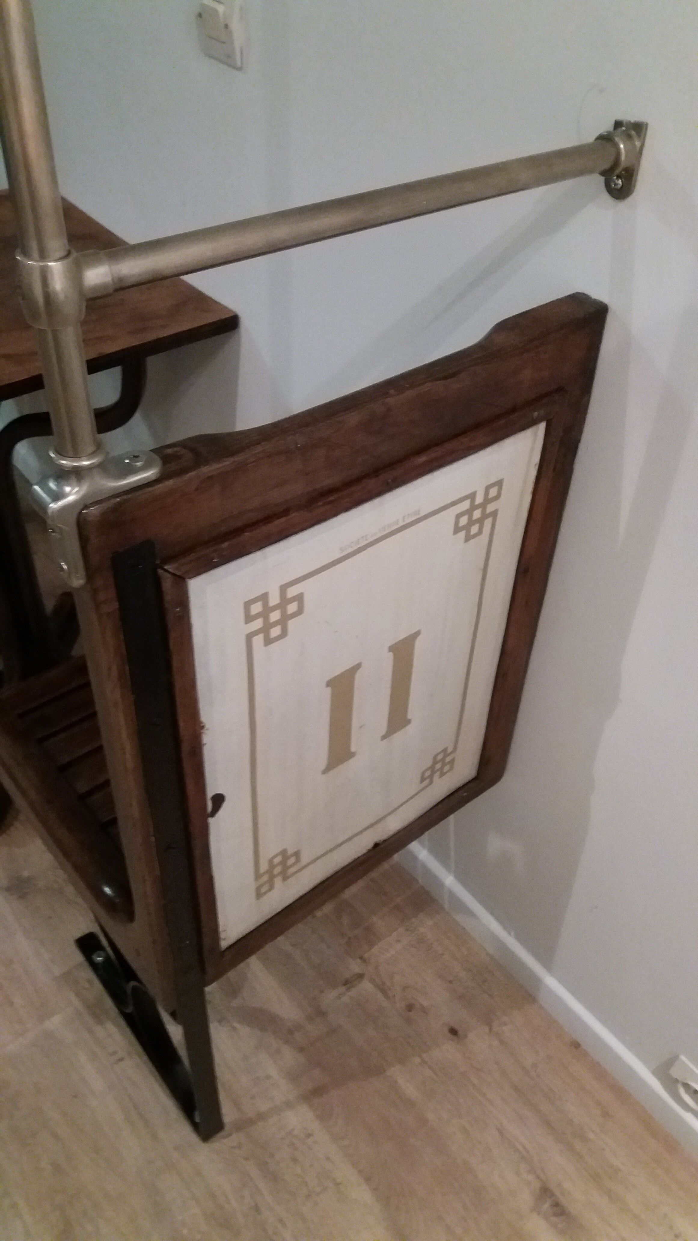 Lot of two wooden subway chairs with table