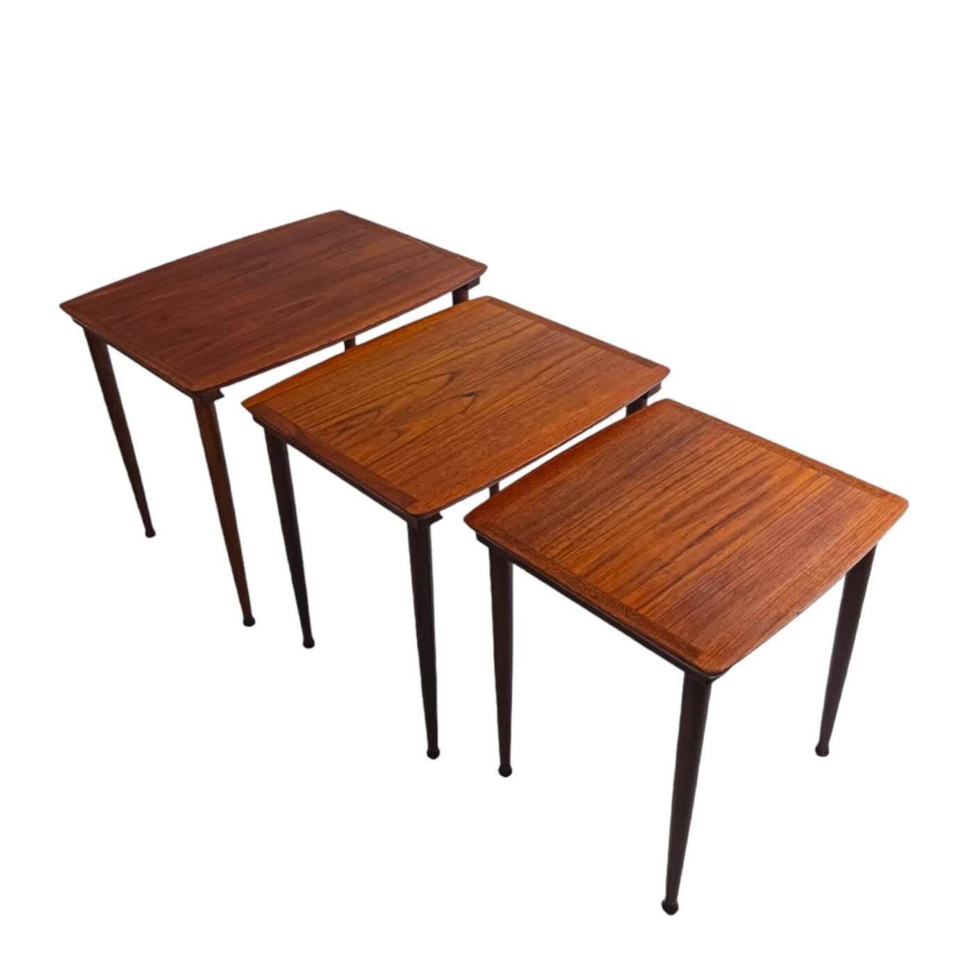 Nest of teak tables ×3, J. Aakjær Jørgensen, Denmark 1960s