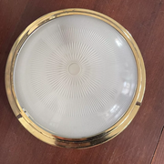 Holophane Art Deco brass ceiling lamp, France 1930 vintage