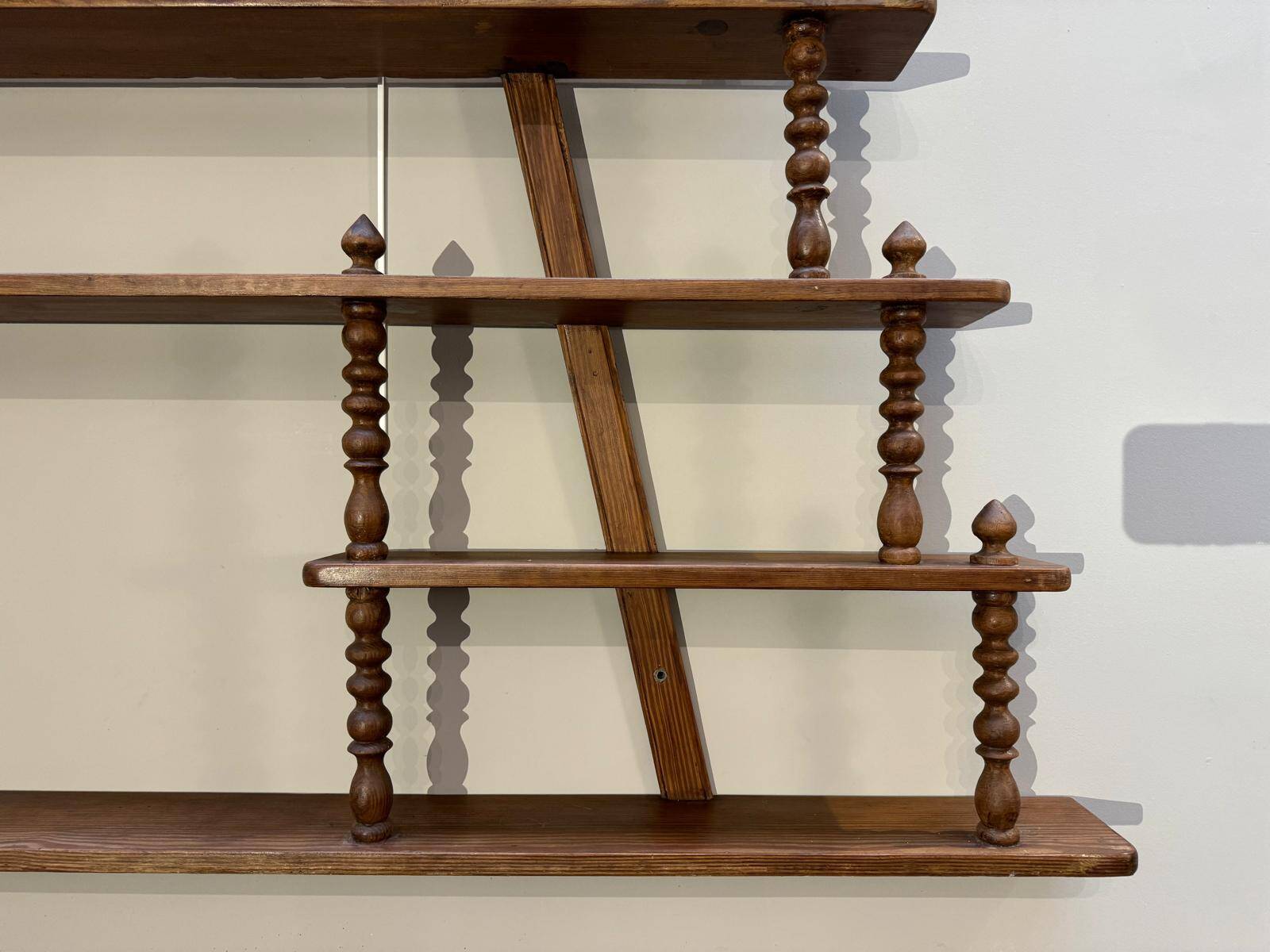 Turned wood bar wall shelf