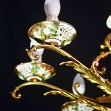 Manila, large size 12 light Italian vintage ceramic chandelier, 1960