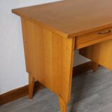 Oak desk, splayed legs, drawers, 1960.