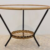 Original wicker glass table for Rohé Noordwolde, Netherlands