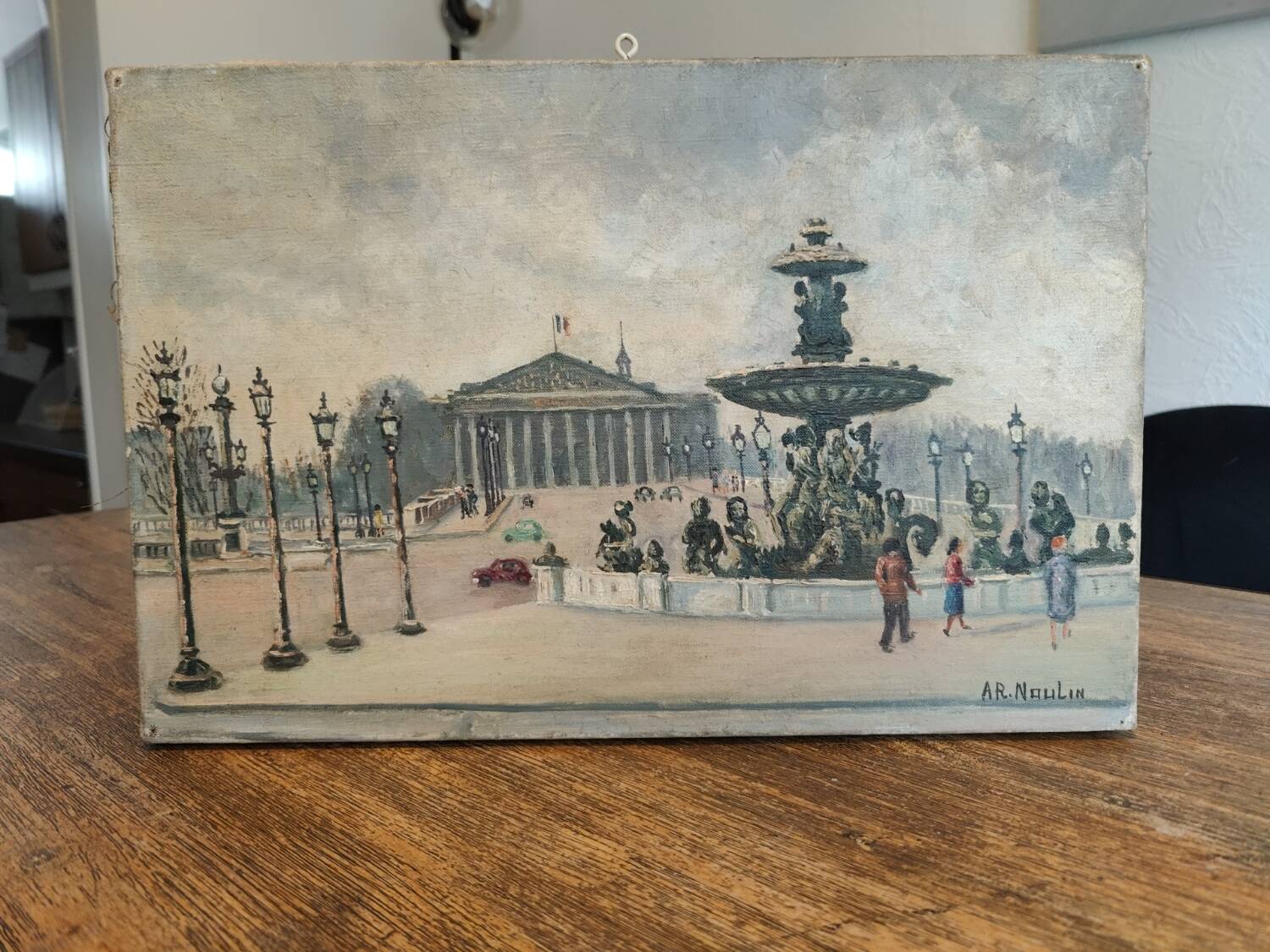 Adrien Raphaël Noulin huile sur toile Naïf/Paris,  la Concorde.