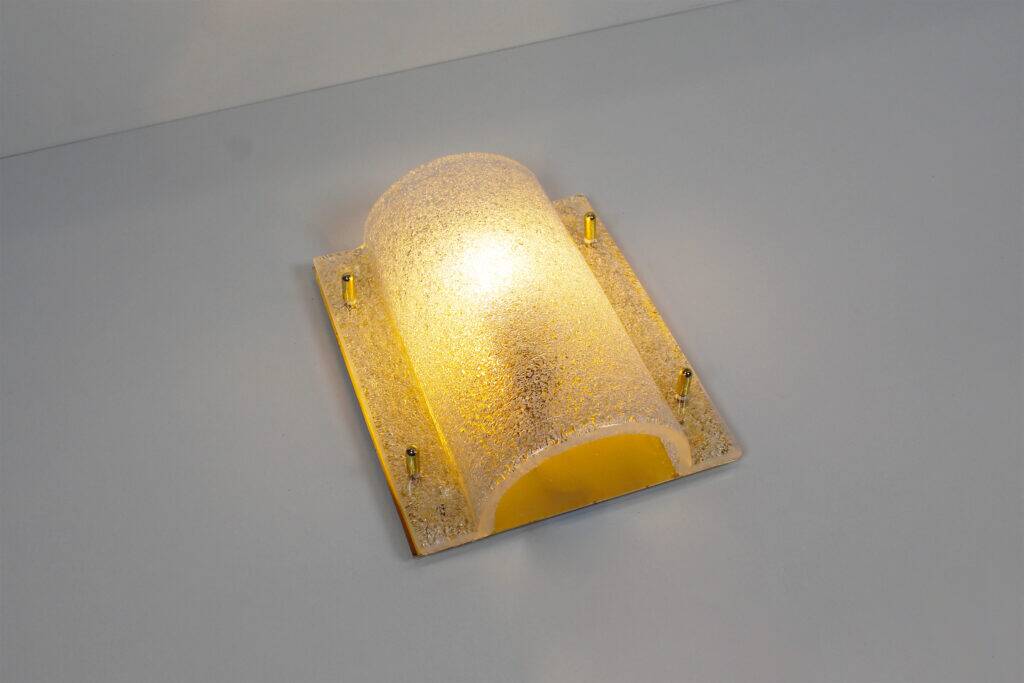 Set (2) of 1970s German brass and glass wall lights by WKR