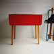 Original 1960’S Red Formica Drop Leaf Dining Table With Wooden Legs, Vintage, Retro, Mid Century, Ki