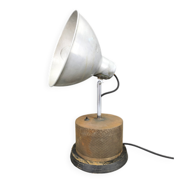 1940 industrial table lamp in aluminium and metal, Czechoslovakia
