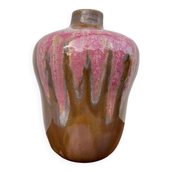 Vase grès émaillé rose Art Déco — Beyit