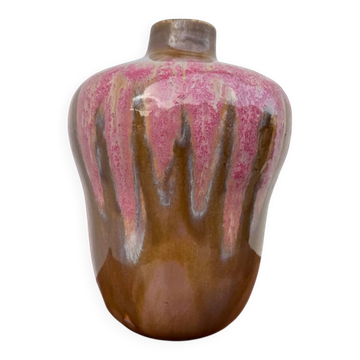 Art Deco pink glazed stoneware vase