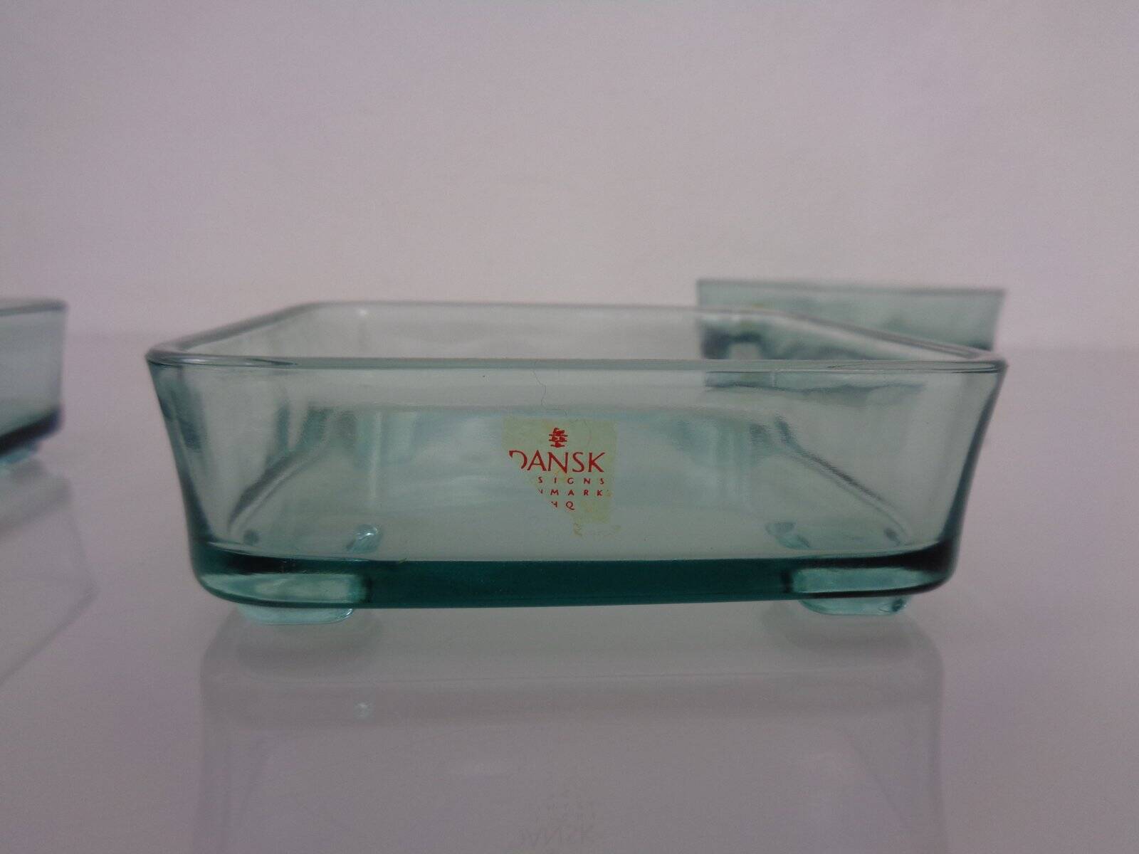 Teak tray with glass bowls by Jens Quistgaard for IHQ Dansk Designs, 1960s, set of 7.