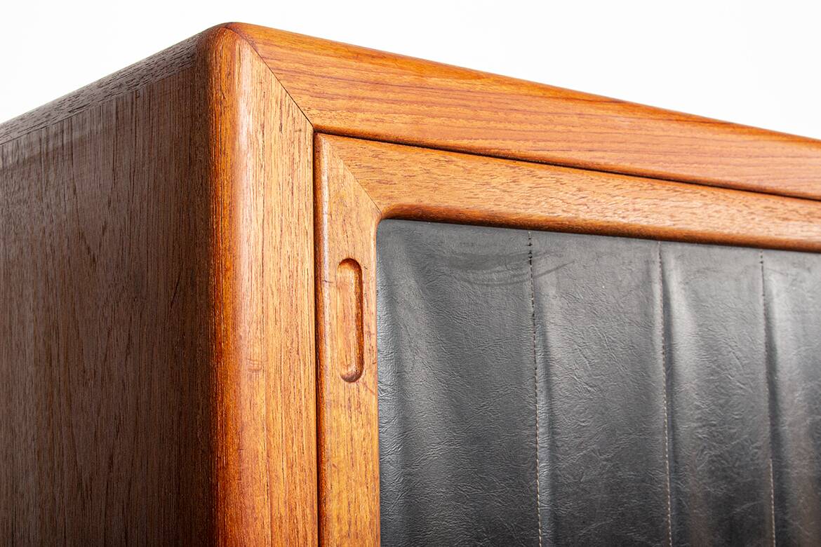 Extra long Danish sideboard, teak, oak, leatherette, 280 cm, Arne Hovmand-Olsen