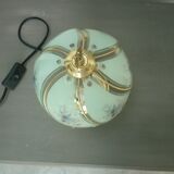 Lampe à poser en verre et métal doré