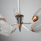 Lustre en verre et chrome Drukov Brno, Tchécoslovaquie, années 1970