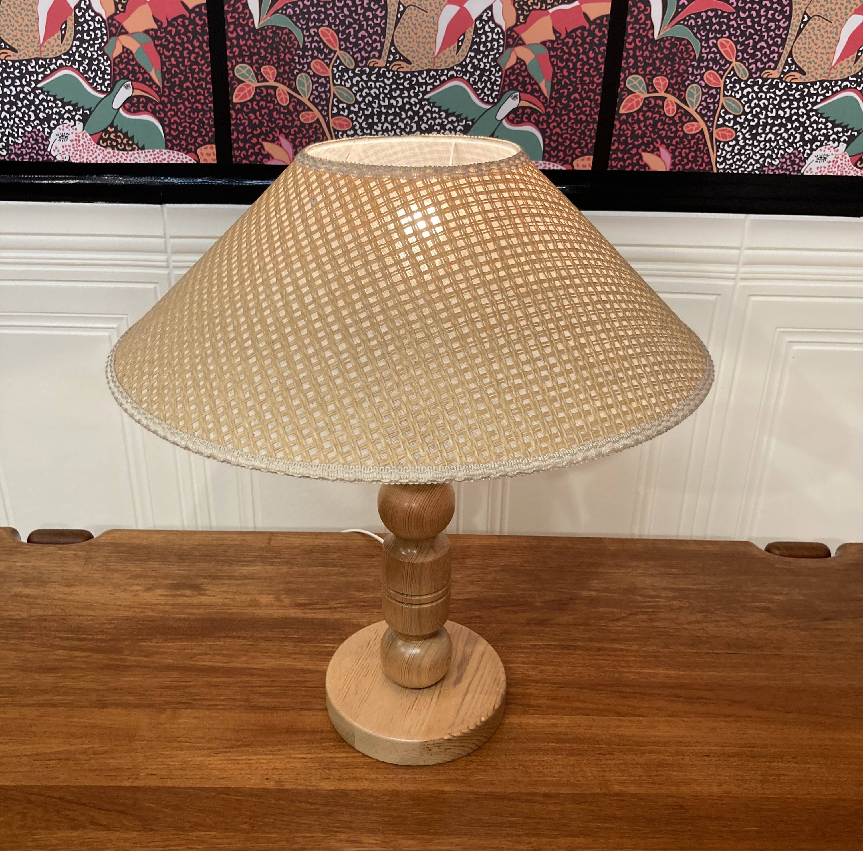 Solid wood lamp Scandinavian design 1960.